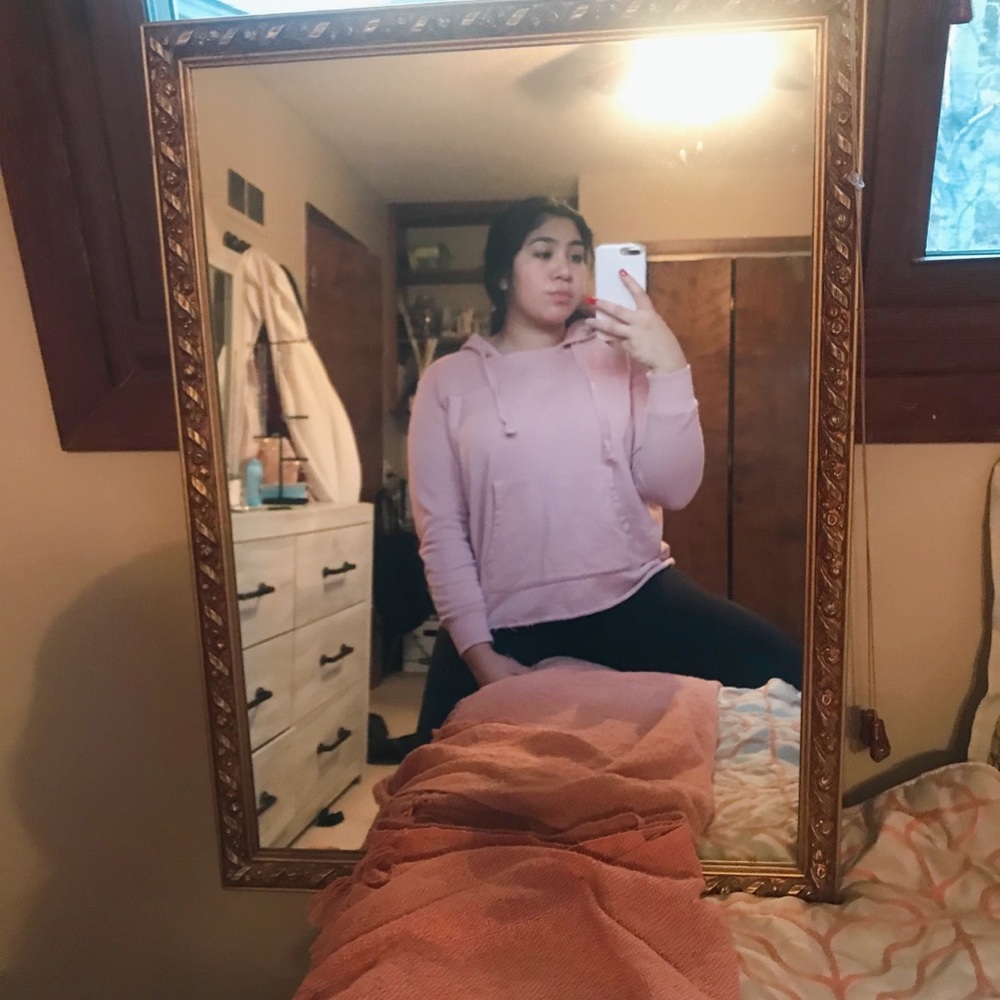 Pink hooded sweatshirt